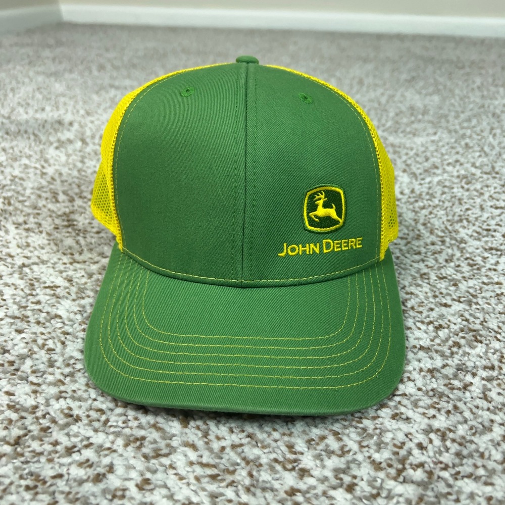 John Deere Hat Mens One Size Green Outdoor Farming Trucker Snapback Cap Farming
